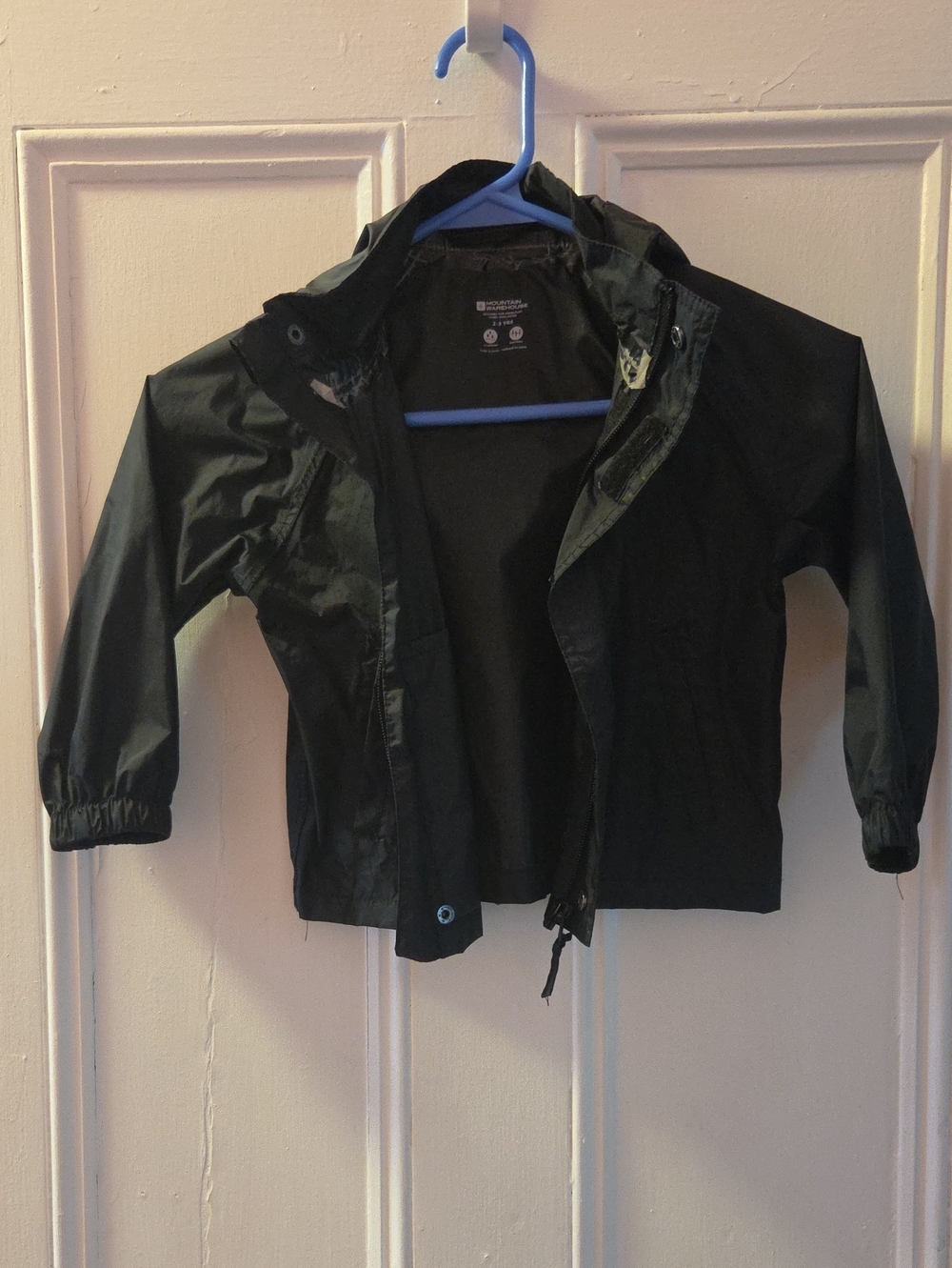 Kids Black Hooded Rain Jacket - Lightweight Waterproof Shell